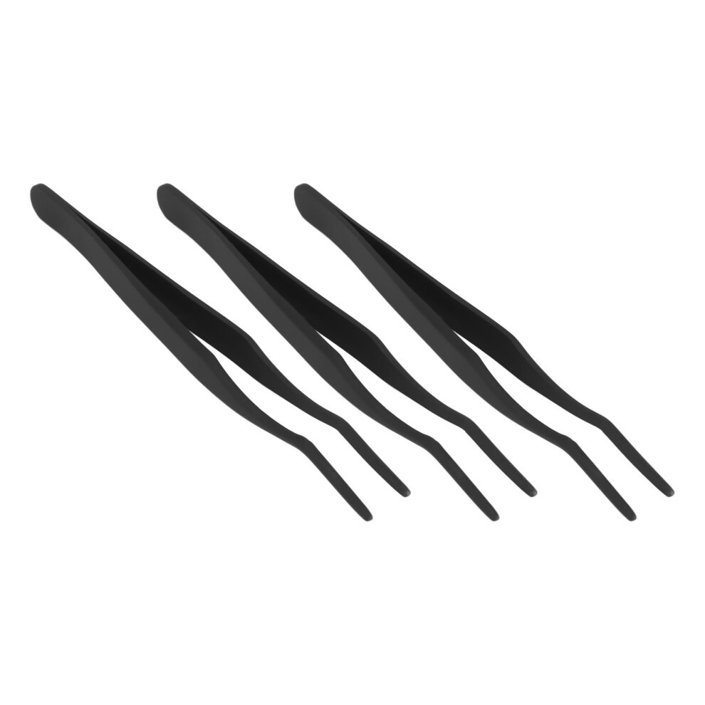 Black 3Pcs Curved Eyelash Applicators Stainless Steel Lash Tweezers For Eyelash Extension