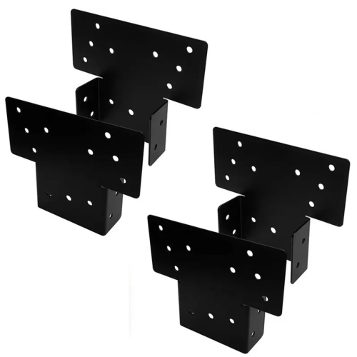 Conjunto de 4 suportes para pérgola, suportes em T de 3 vias para postes de madeira de 4x4 polegadas