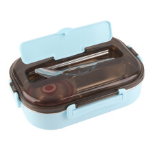 Stainless Steel Lunch Box Food Grade Safe 4 Compartments Portable Bento Box for Kids Students Adults 1.5L Blue