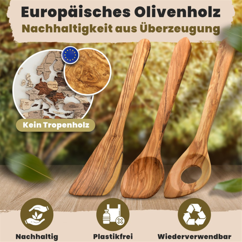 Handcrafted Olive Wood Cooking Spoon & Spatula 1