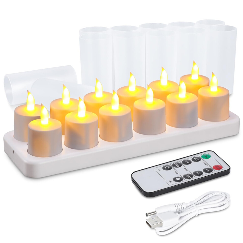 Bougies chauffe-plat rechargeables avec minuterie à distance, décoration romantique