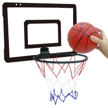 Wall Mounted Basketball Hoop Number 7 Basketball Hoop Kit for Indoor Outdoor Boys Girls Teens Black