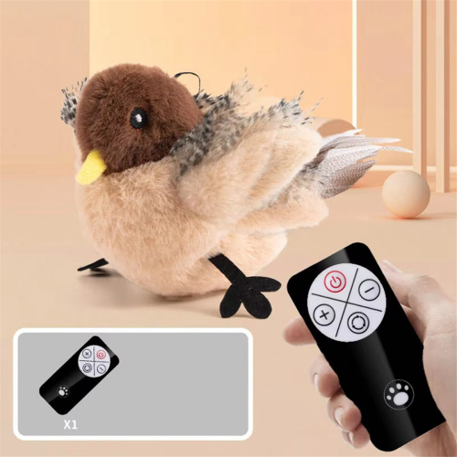 Jouet interactif télécommandé pour chat, oiseau volant battant des ailes 2