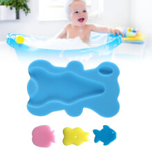 1.8in Thickness Baby Bath Sponge Mat Rubbing Skid Proof Soft Cartoon Shape Thicken Baby Bathing Sponge for Washroom Blue