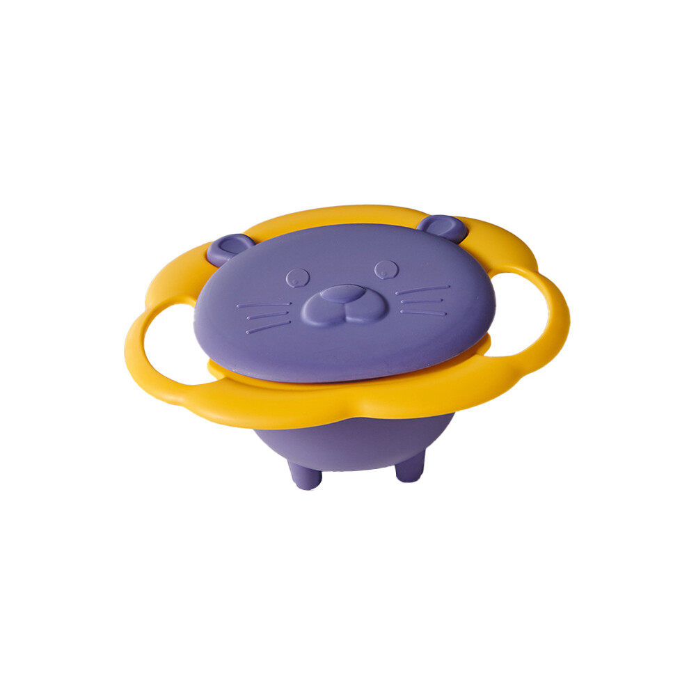 Children Rotation Spill Resistant Bowl Feeding 360 Degrees Rotation Tableware Baby Toddlers Spill Free Bowl Purple