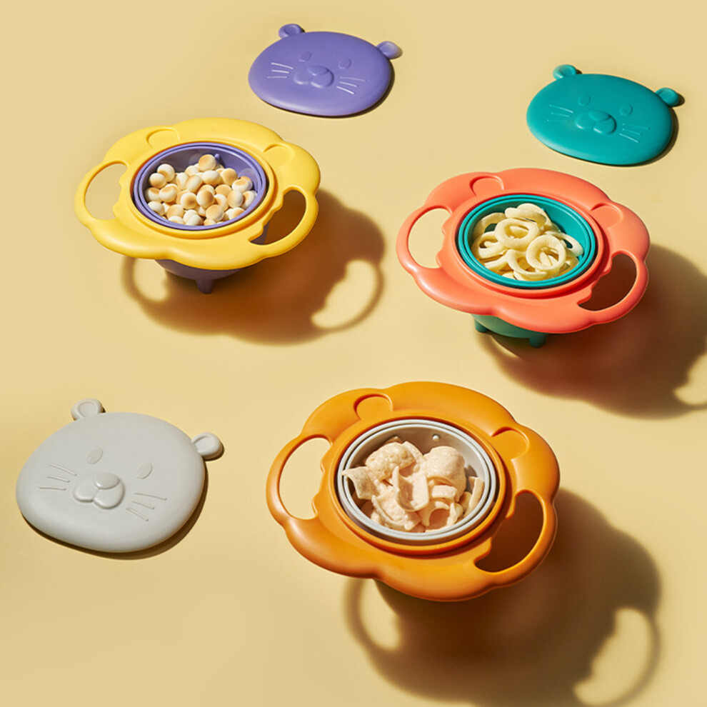 Children Rotation Spill Resistant Bowl Feeding 360 Degrees Rotation Tableware Baby Toddlers Spill Free Bowl White