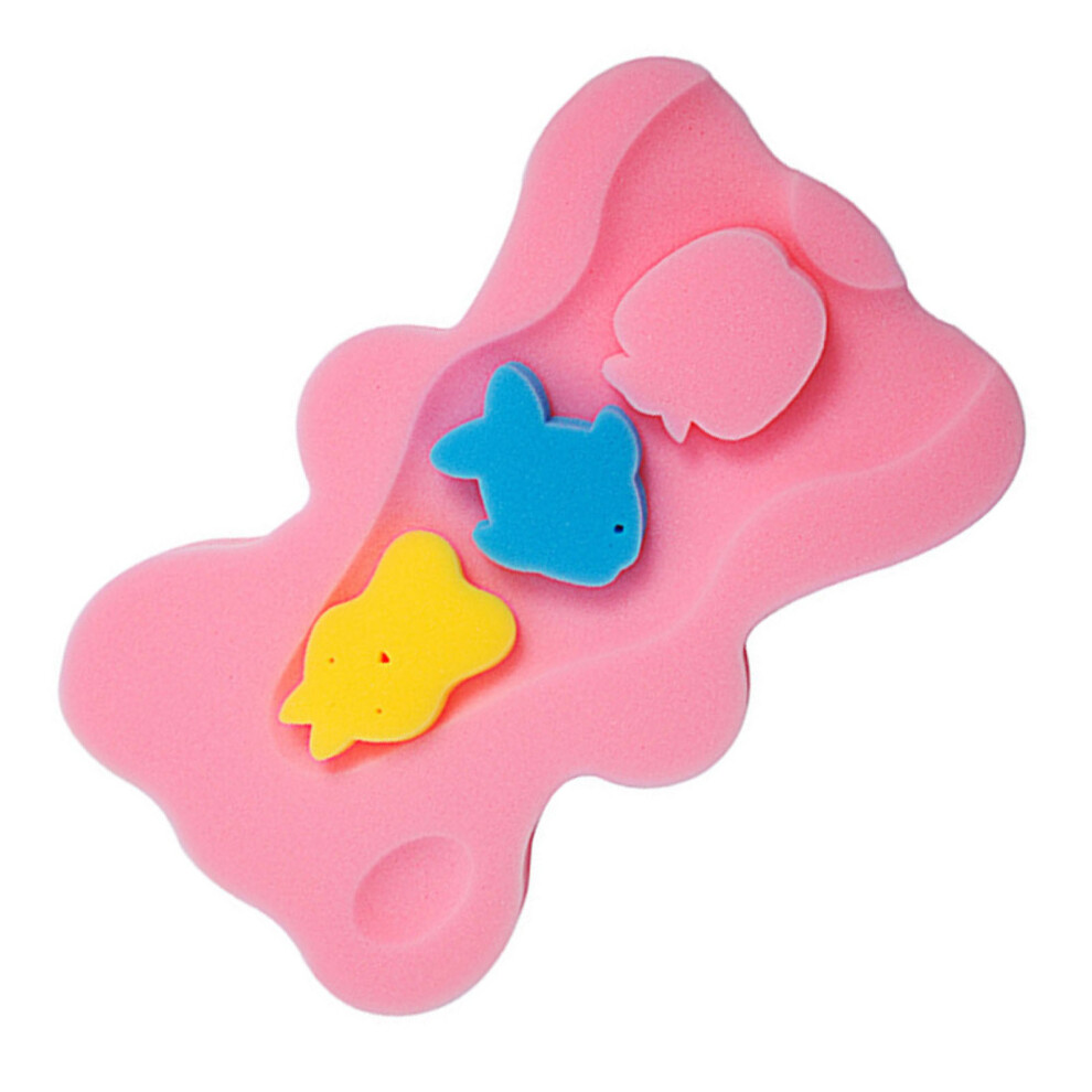1.8In Thickness Baby Bath Sponge Mat Rubbing Skid Proof Soft Cartoon Shape Thicken Baby Bathing Sponge For Washroom Pink