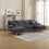 (Grey) U-Shaped Chenille Fabric Lounge with Double Chaise 1