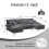 (Grey) U-Shaped Chenille Fabric Lounge with Double Chaise 3