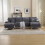 (Grey) U-Shaped Chenille Fabric Lounge with Double Chaise 4