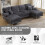 (Grey) U-Shaped Chenille Fabric Lounge with Double Chaise 6