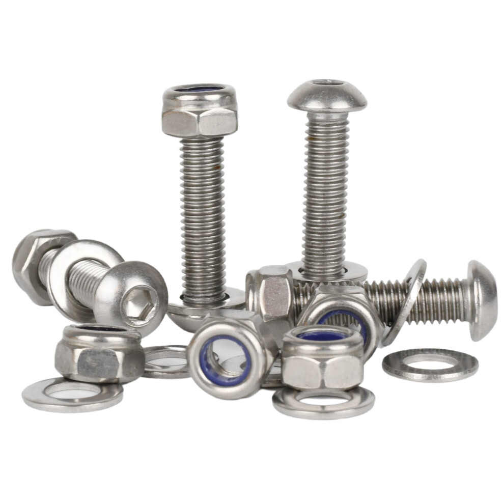 (M8 x 30, 20) M8 A2 Stainless Steel Socket Button Head Screws + Nyloc Nuts & Washers-image-OPC-PHR6YXH-NEW