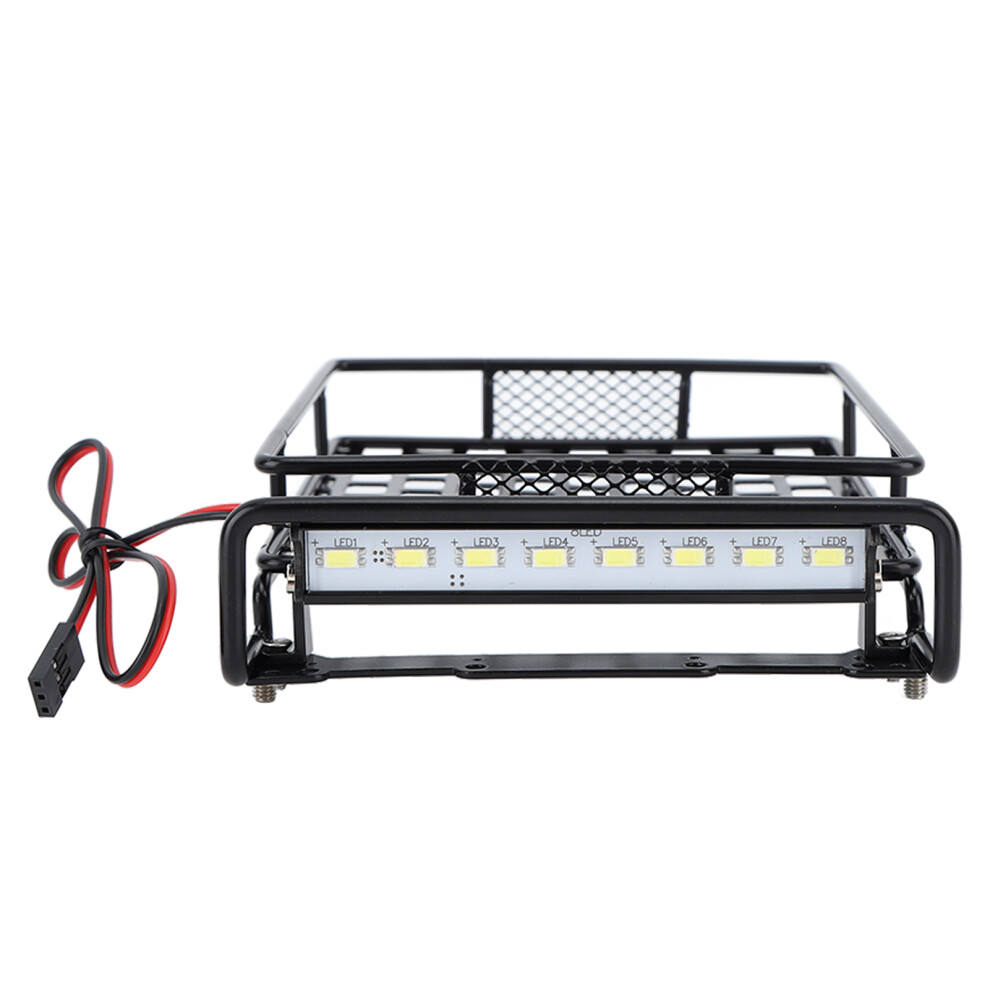 Rc Car Roof Rack Iron Sturdy Rc Roof Luggage Carrier With 8 Leds Black/White/Light 9381315351157