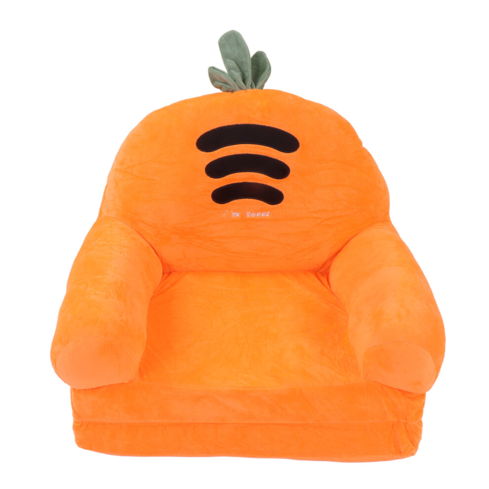Carrot Foldable Kids Sofa Backrest Armchair 2 In 1 Fold Out Kids Couch Cute Cartoon Children Sofa Bed 2 Layers