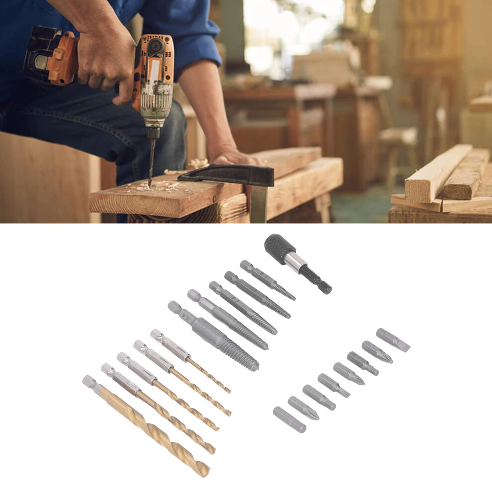 Screw Extractor Set Damaged Broken Bolt Remover Hex Shank Twist Drills With Screwdriver Bit Kit 8411315353439