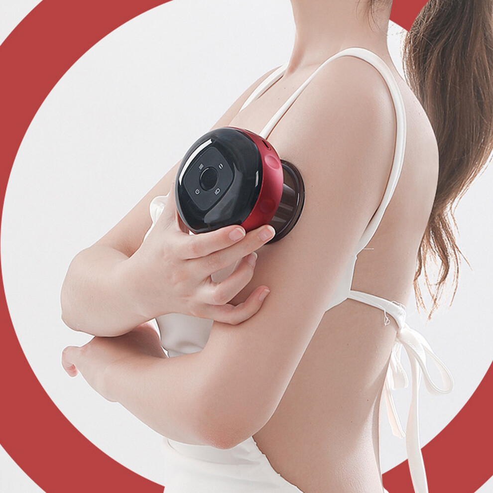 Electric Vacuum Cupping Massager Hot Compress 6 Gears Suction Flameless Gua Sha Cupping Massage Device Red