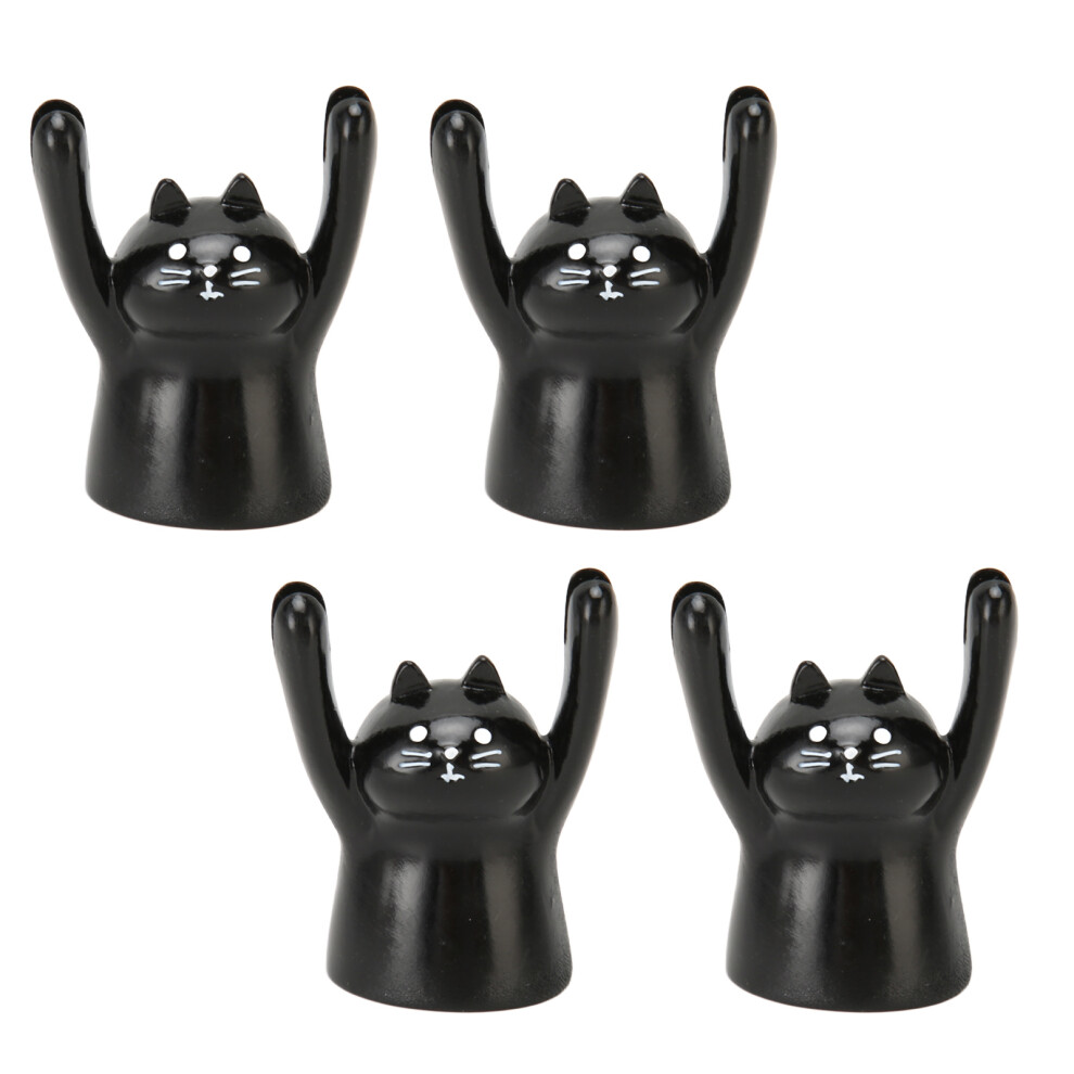 4Pcs Cartoon Photo Clip Cute Cat Style Durable Resin Stable Eye Catching Animal Note Holder for Wedding Party Office Black Cat-image-OPC-PHR756B-NEW