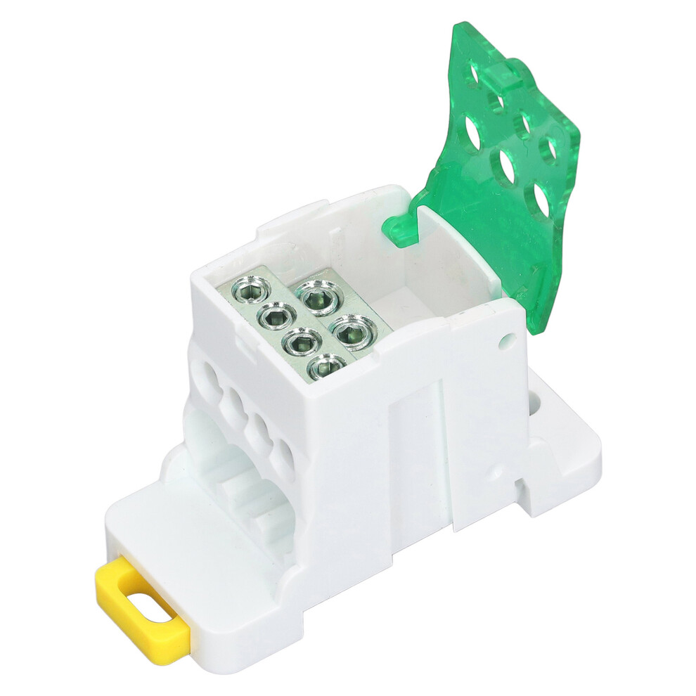 690V 80A Din Rail Terminal Block Distribution Box Spliceable Brass Conductor Terminal Junction Box For House Appliances Green 6901315368936