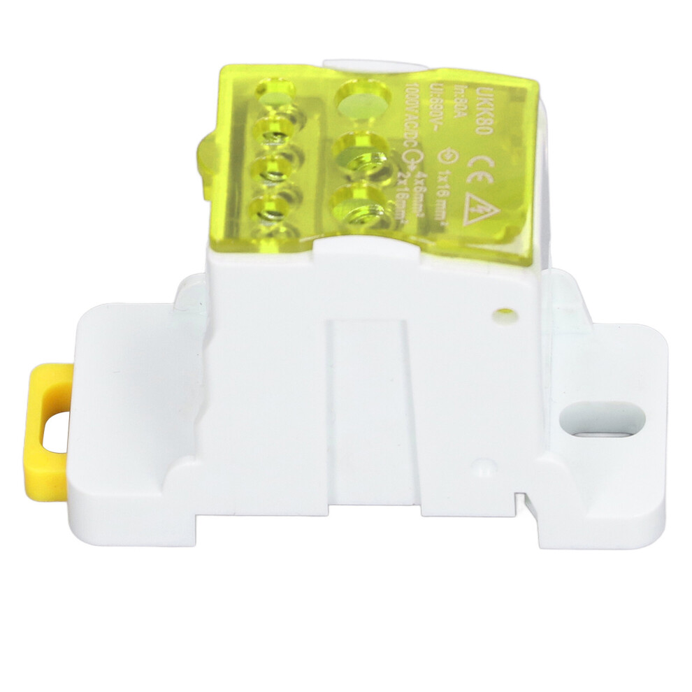 690V 80A Din Rail Terminal Block Distribution Box Spliceable Brass Conductor Terminal Junction Box For House Appliances Yellow 8471315368918