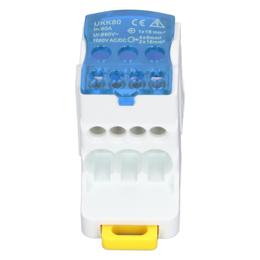 690V 80A Din Rail Terminal Block Distribution Box Spliceable Brass Conductor Terminal Junction Box For House Appliances Blue 7641315368992