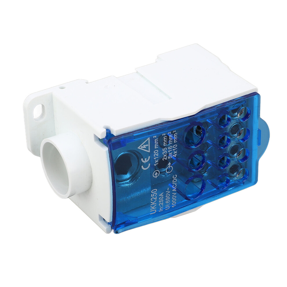 Terminal Block Junction Box Splicing Din Rail Single Pole Power Distribution Box 690V 250A Blue 9381315379755