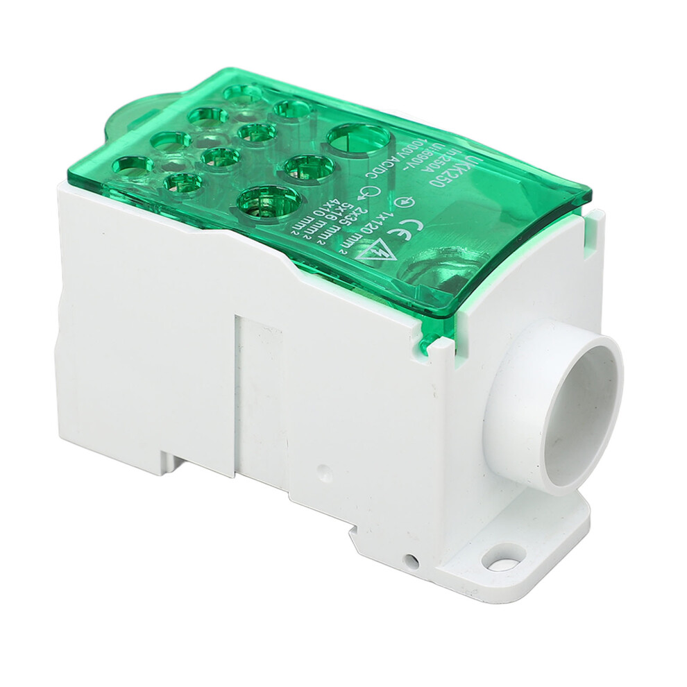 Terminal Block Junction Box Splicing Din Rail Single Pole Power Distribution Box 690V 250A Green 8141315379817