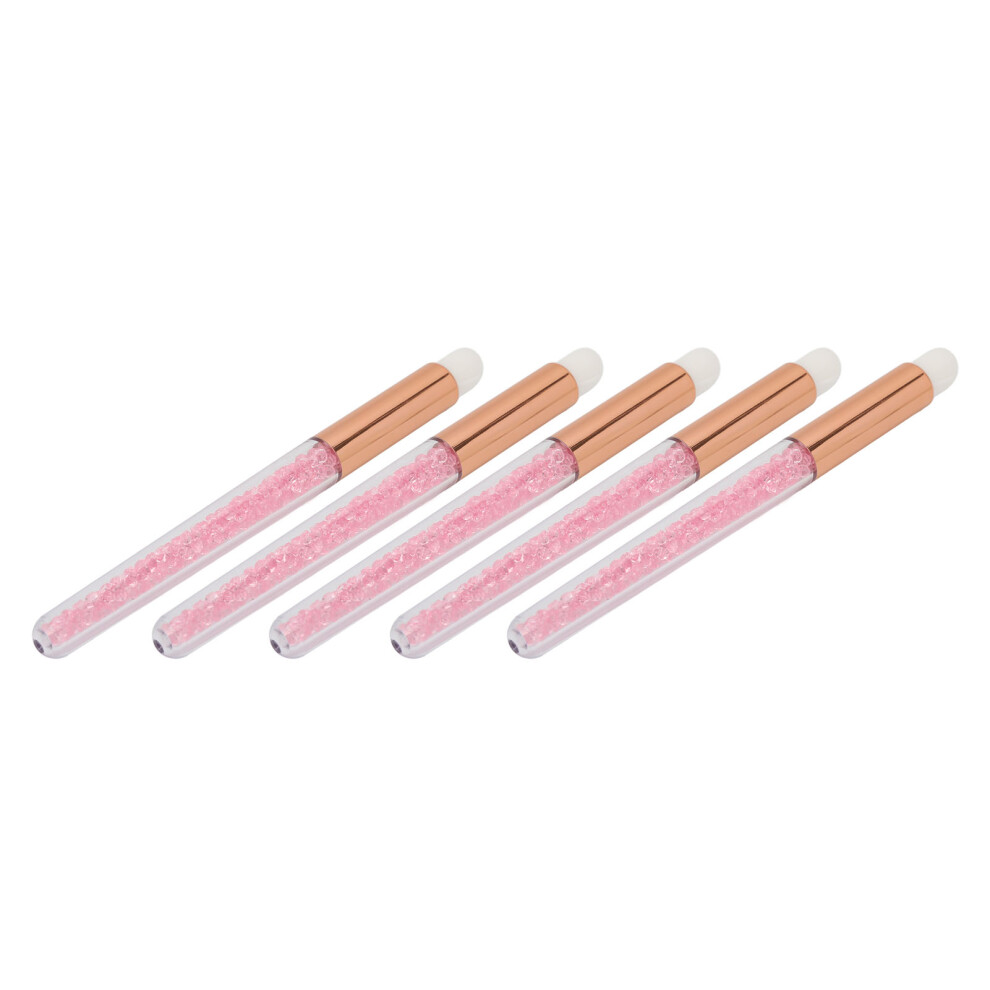 5pcs Glitter Crystal Lip Brush Round Head Portable Fiber Wool Lash Brush for Makeup