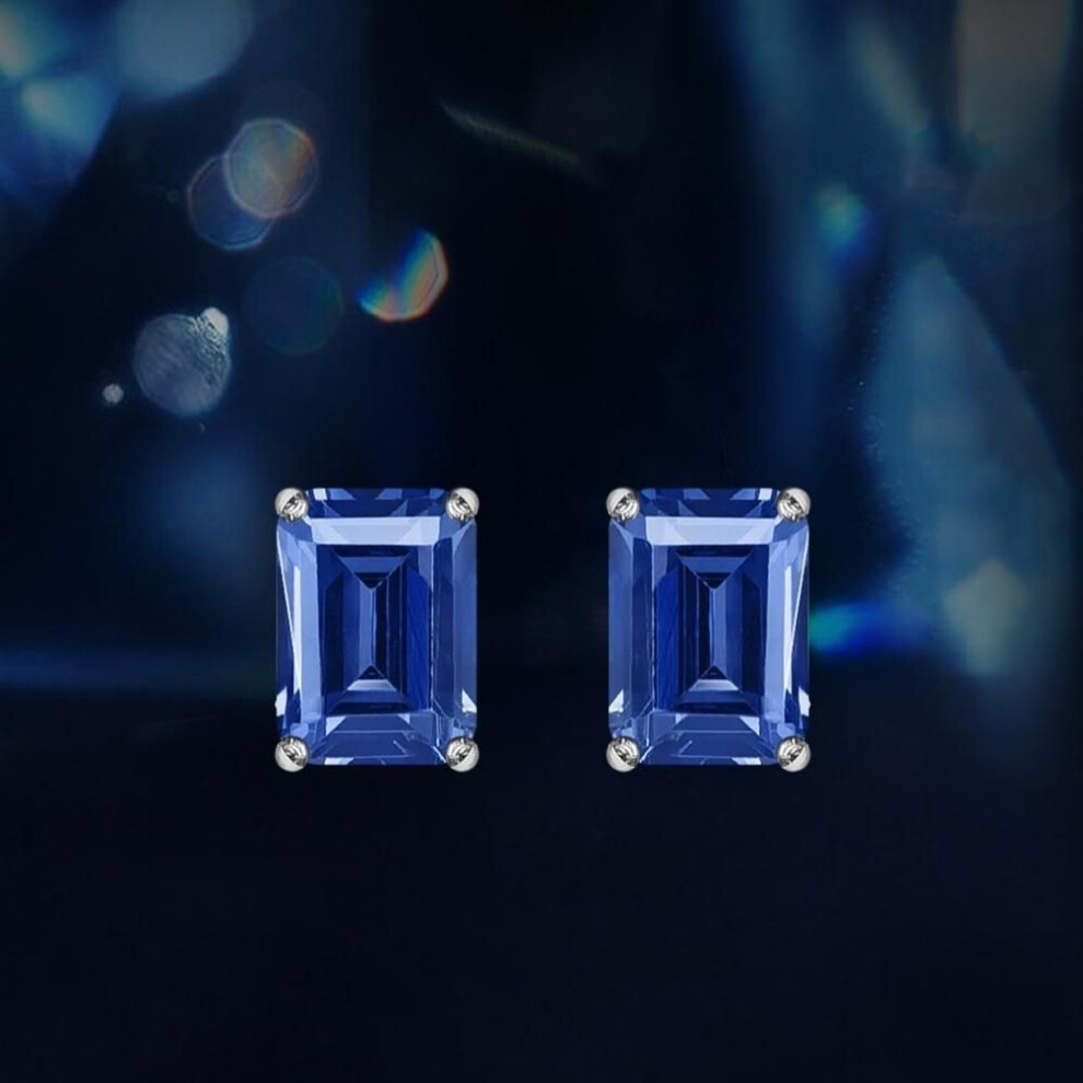 Tanzanite Stud Earrings Jewelry Womens Silver Rectangle Earrings