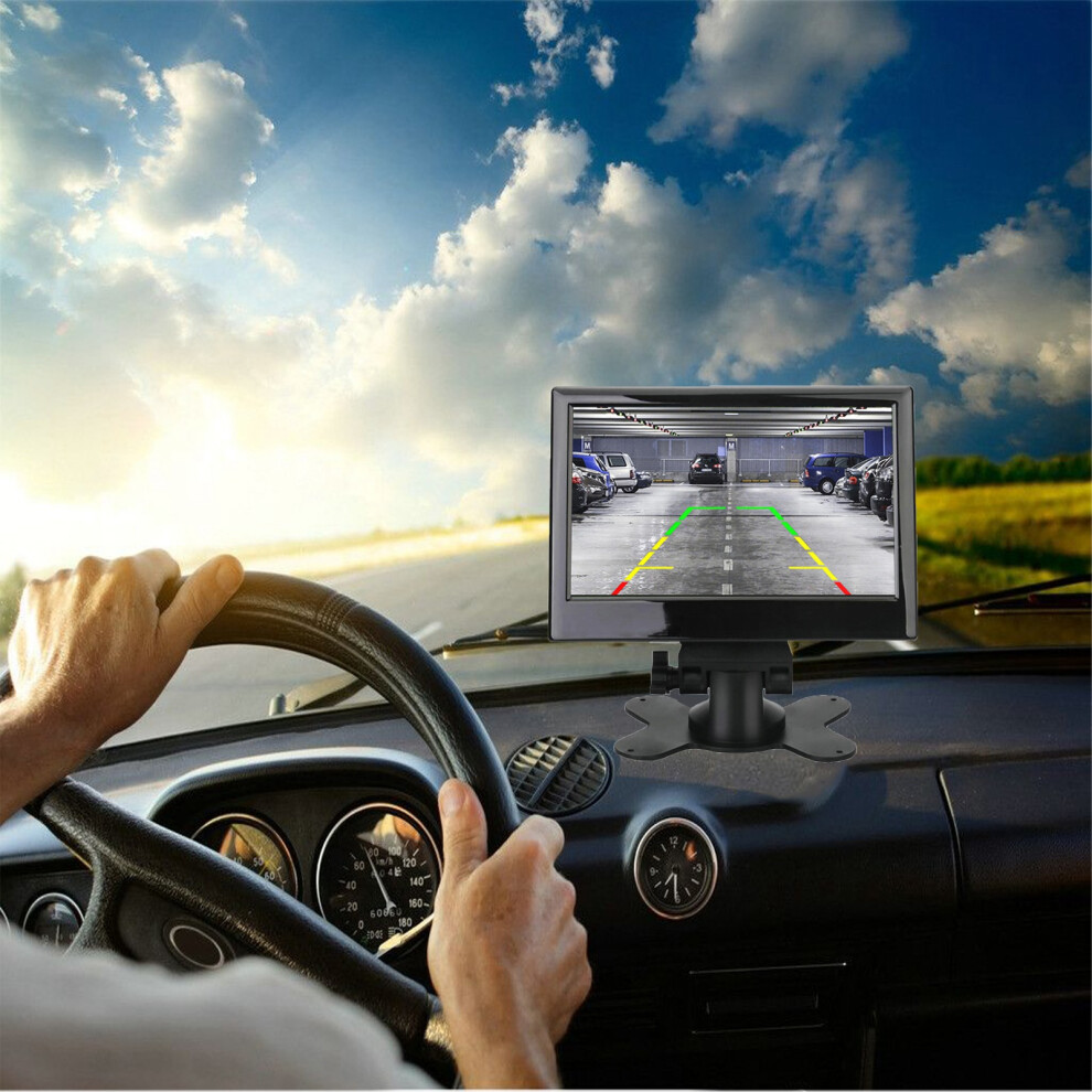 7In Car Reversing Monitor 12 To 24V 170 Degree Wide Angle Color Lcd Hd Two Way Video Input For Truck Trailer Van Vehicles Round Hole Camera 4991315383826