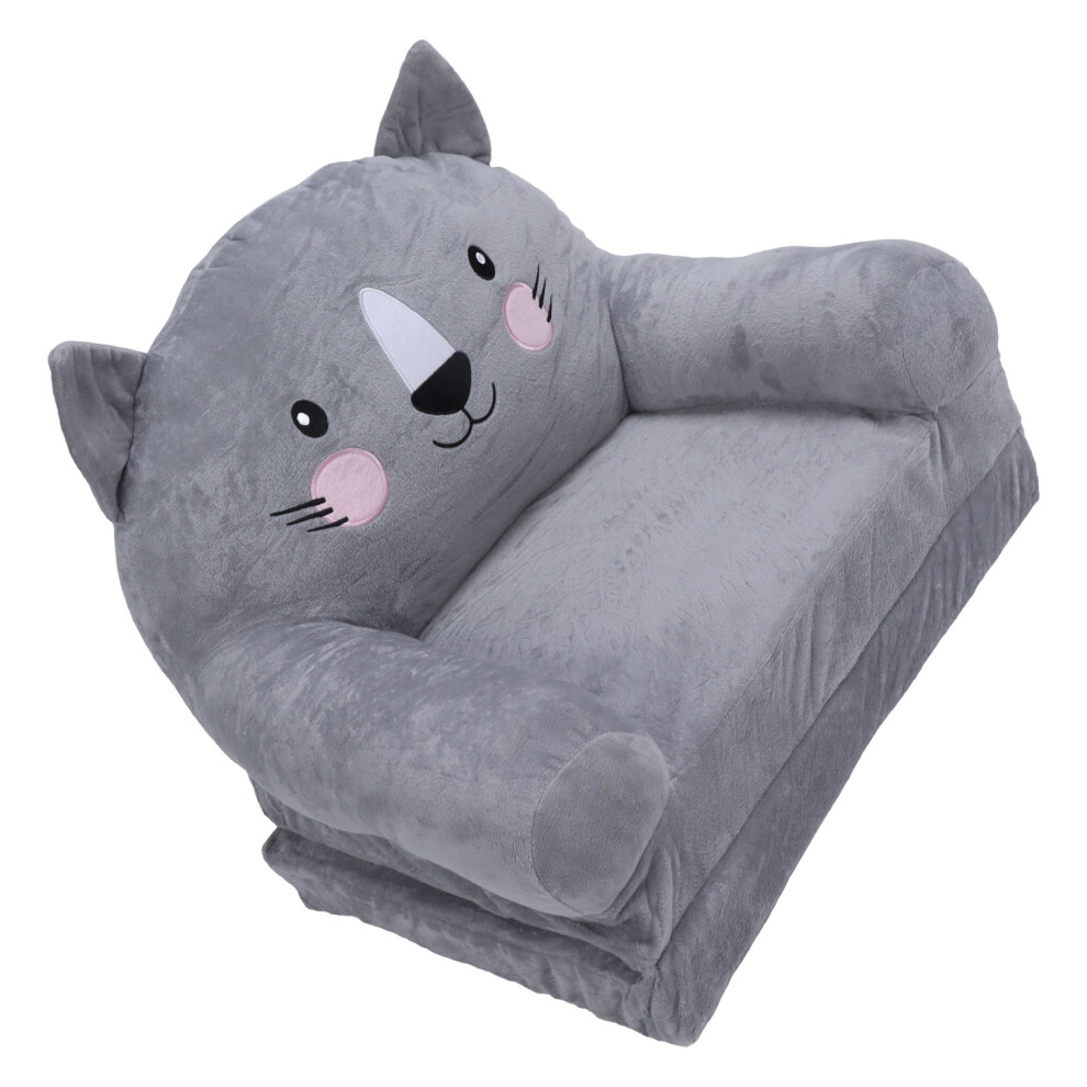 Toddler Chair Gray Cartoon Style Foldable Wide Handle Stable Backrest Breathable Baby Sofa for Home Bedroom 2 Layers-image-OPC-PHR78JY-NEW