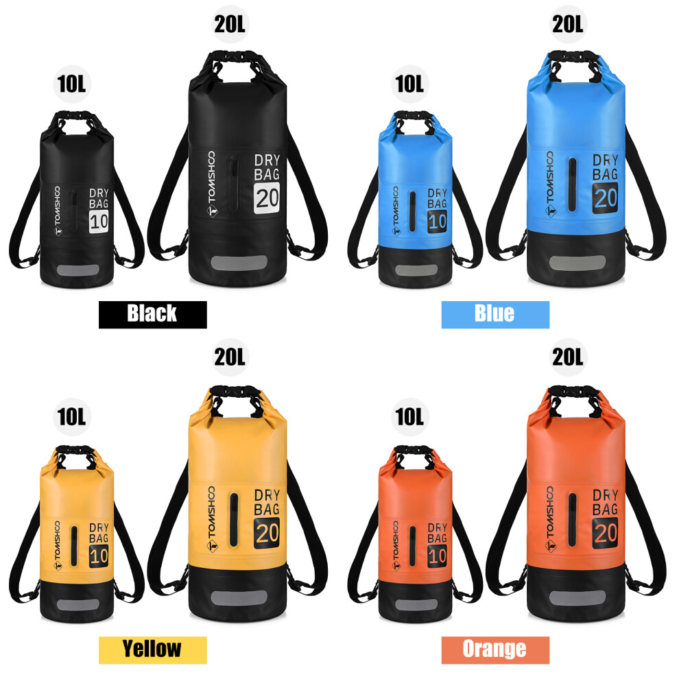 TOMSHOO Waterproof Dry Bag 10L/20L Roll-Top Dry Bag Backpack with Waterproof Phone Case for Travel Swimming Kayaking Boating Fishing
