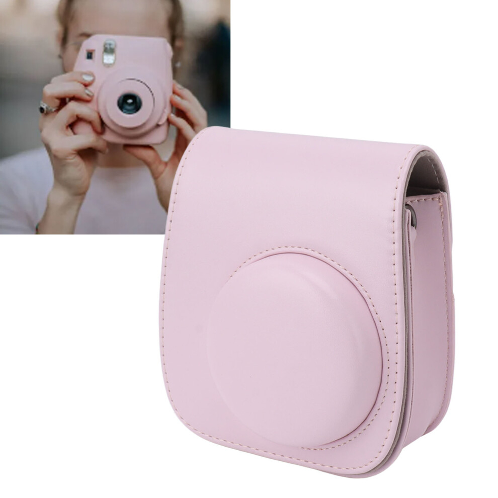 Instant Camera Bag Pu Leather Instant Camera Bag Adjustable Strap Instant Camera Case For Traveling Camping Pink 5031315401904