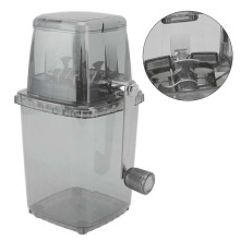 Portable Ice Crusher 1.25L Hand Cranked DIY Manual Shaved Ice Chopper Machine for Home Outdoor Camping Use Transparent Black