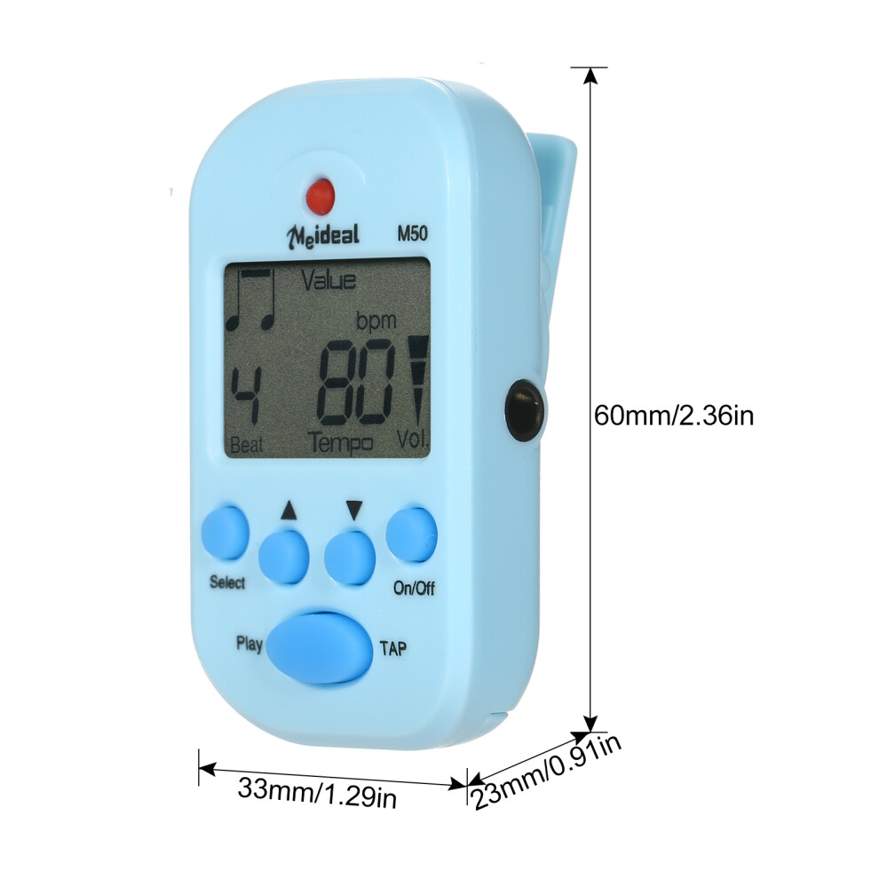 Mini Digital Metronome M50 Tempo Metronome Clip-On Electronic Metronome Pocket Metronome Suitable for Guitar Piano Violin Drum and Other In