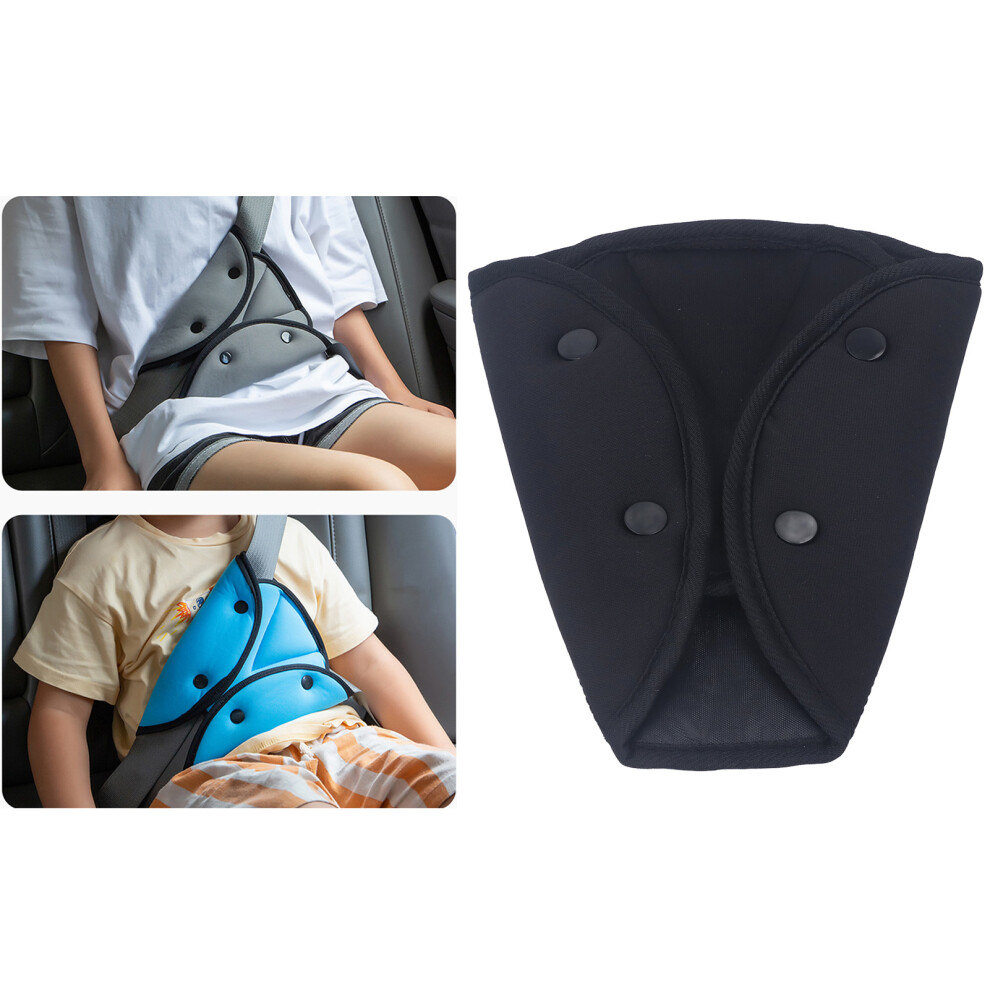 Kids Seatbelt Adjuster Absorbs Vibration Safe Stable Breathable Cotton Car Seatbelt Triangle Adjuster Black 7901315410955
