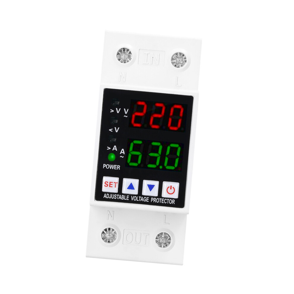 Dual Display Adjustable Voltage Protector Intelligent Over-Voltage Under-Voltage Over-Current Protect Device Home Relay Self-Resetting Volt 9381315420020