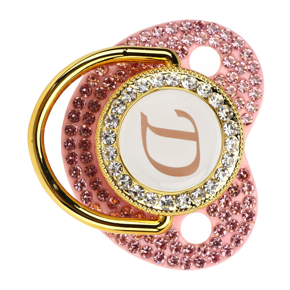 Baby Pacifier Covered Rhinestones Curved Design Silicone Pacifier For Baby Milk Powder Feeding Letter D Golden