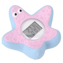 Baby Water Thermometer Starfish Clock Timing 3 Color Light Floating Water Thermometer for Home Bathroom