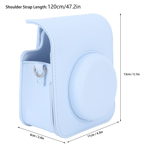 Mini Instant Camera Protective Bag PU Camera Case With Adjustable Shoulder Strap For Fujifilm Instax Mini 12 Camera Blue 1