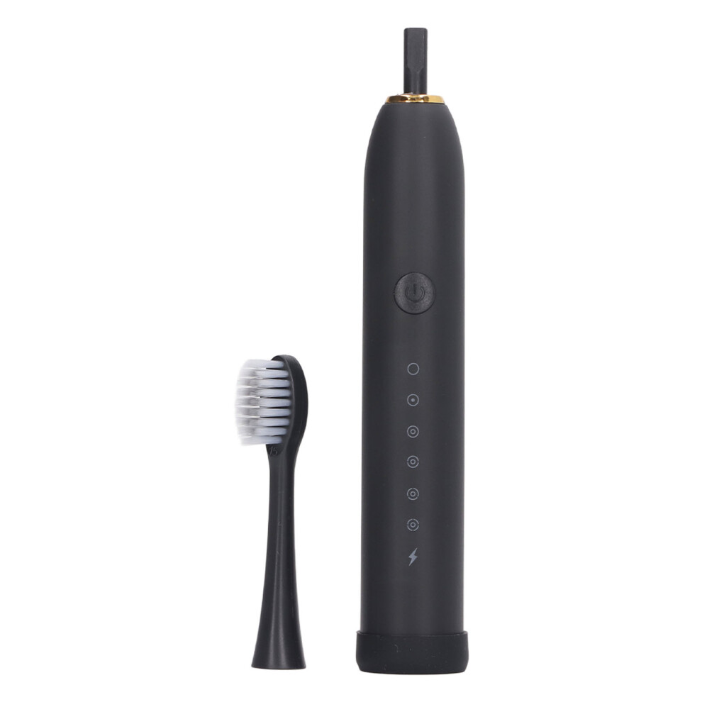 Black Electric Toothbrush Ipx7 Waterproof 6 Modes Rechargeable Automatic Tooth Brush With 4 Heads