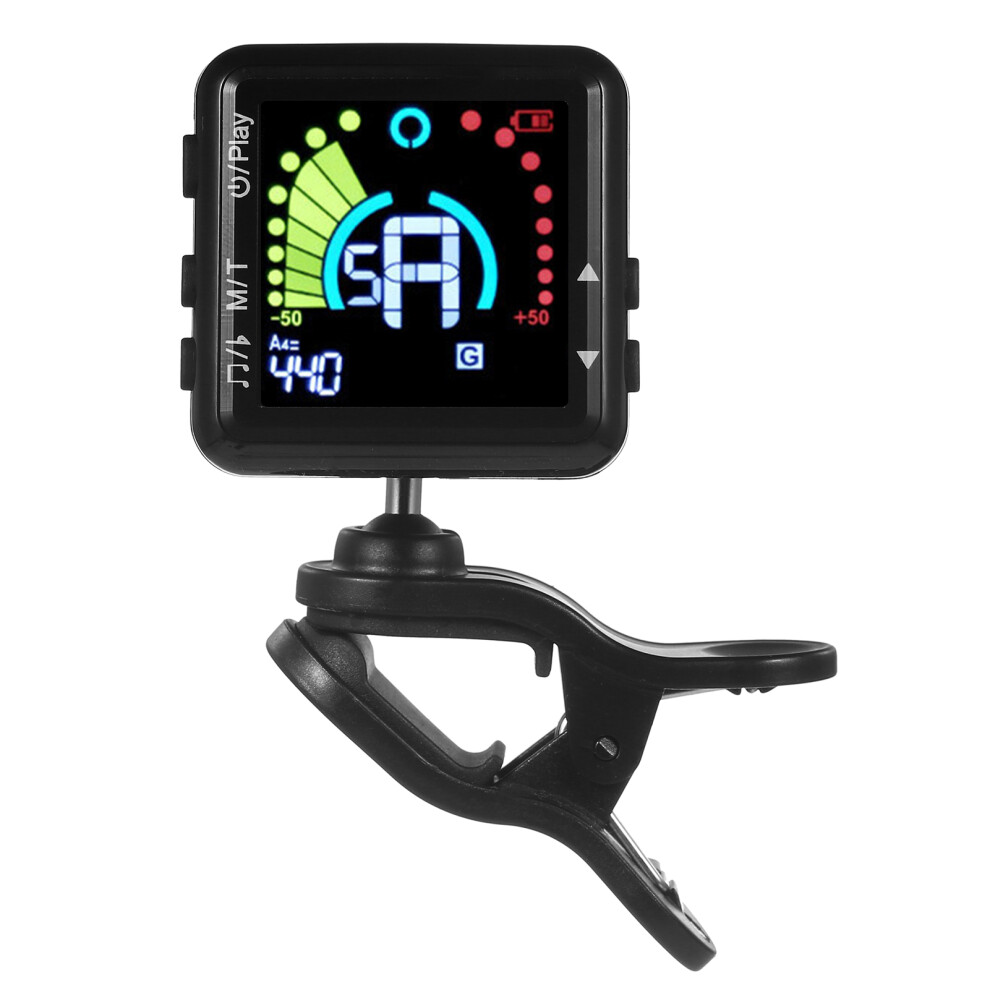 Guitar Tuner Rechargeable Guitar Tuner Clip On LED Color Display Professional Electric Guitar Tuner with Metronome for all Instruments Bass