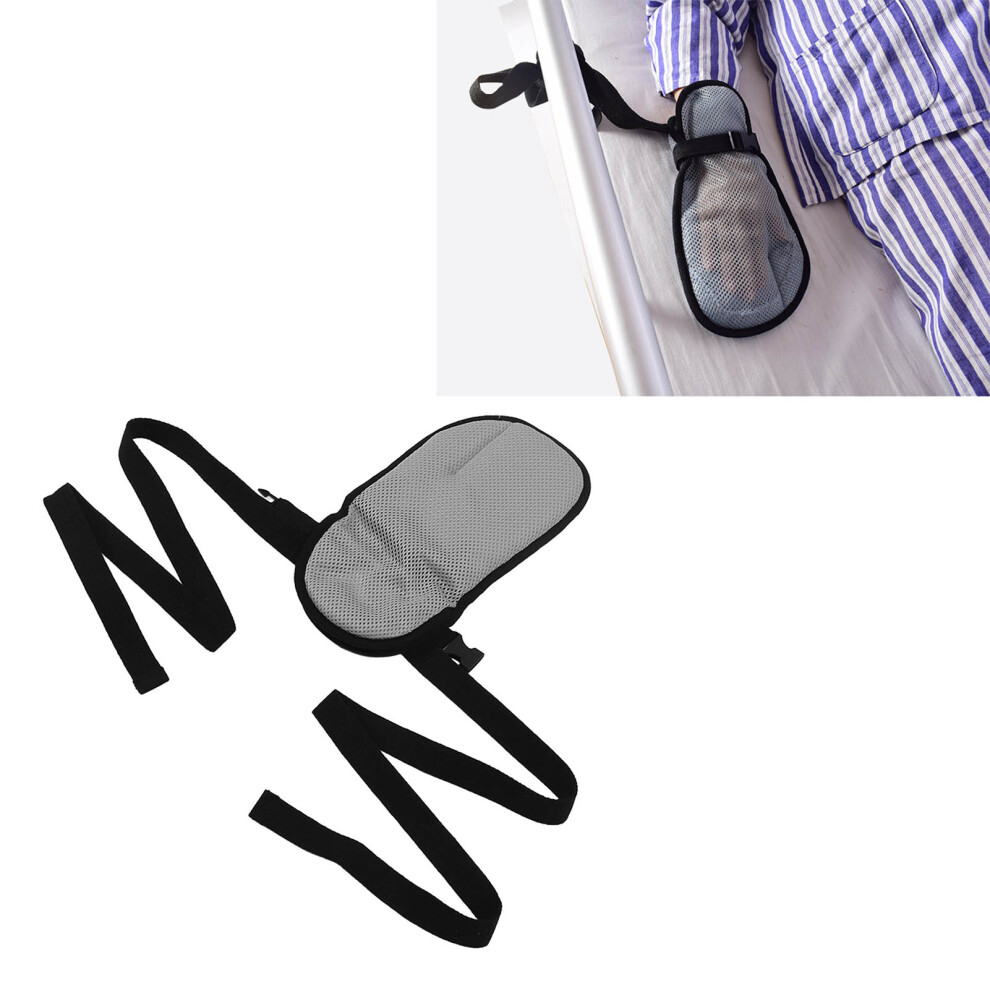 Gray Mesh Dementia Hand Restraint Glove Breathable Adjustable Safety Control Mitt For Elderly