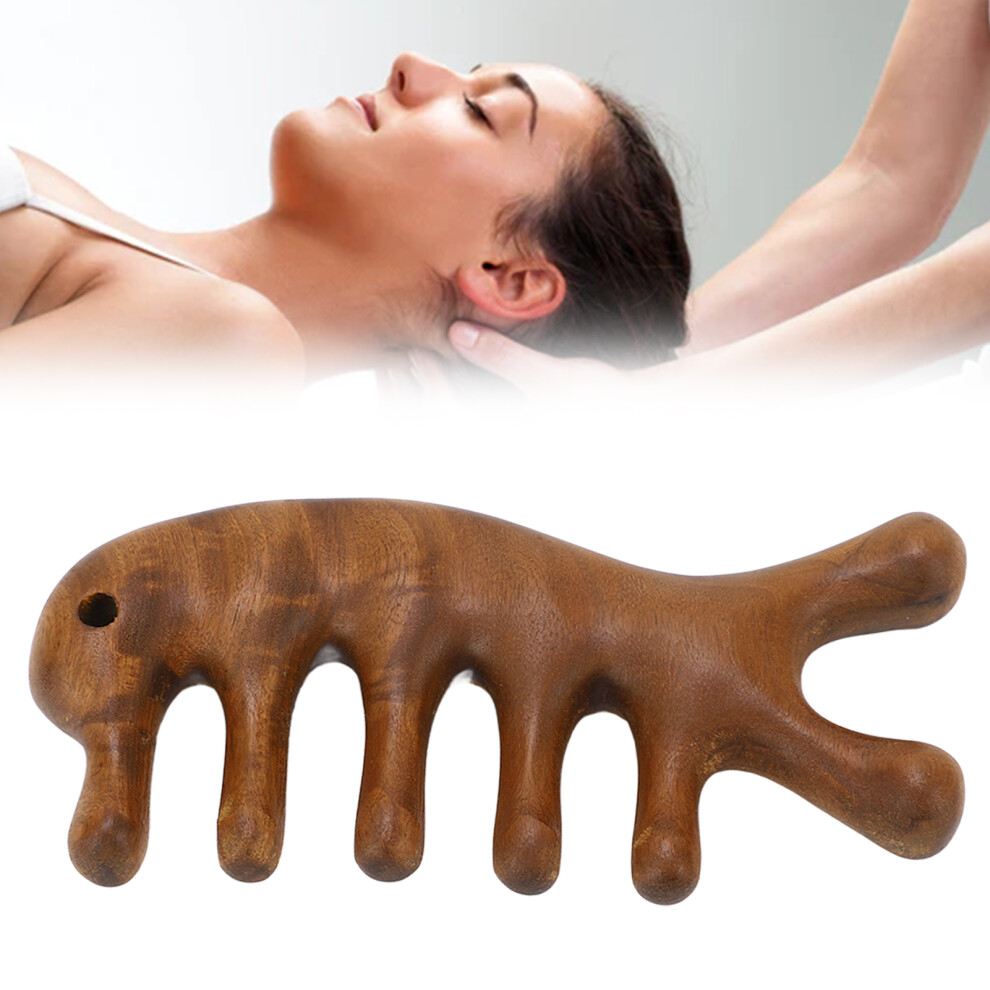 Gua Sha Comb Sandalwood Ergonomic Wide Tooth Head Scalp Scraping Massage Comb for Neck Arms Legs