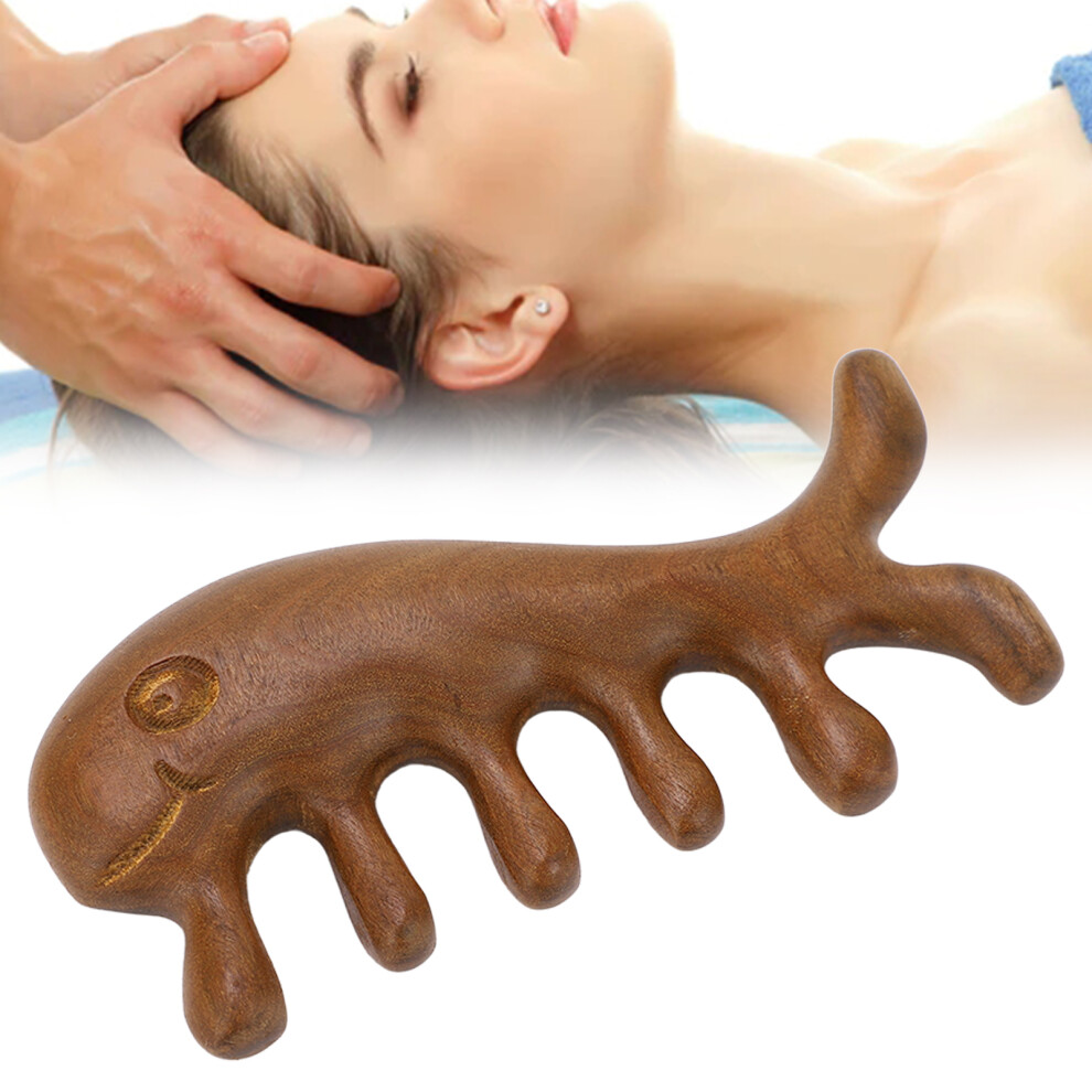 Sandalwood Wide Tooth Scalp Scraping Massage Comb Animal Shaped Gua Sha Comb for Neck Back Arms