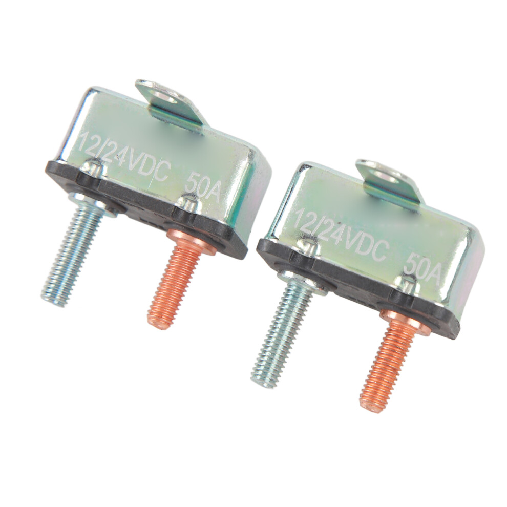 2Pcs Automatic Reset Circuit Breaker Aluminum Alloy Overload Protection Circuit Breaker For Car Ship 12V 24V 50A 5071315437398