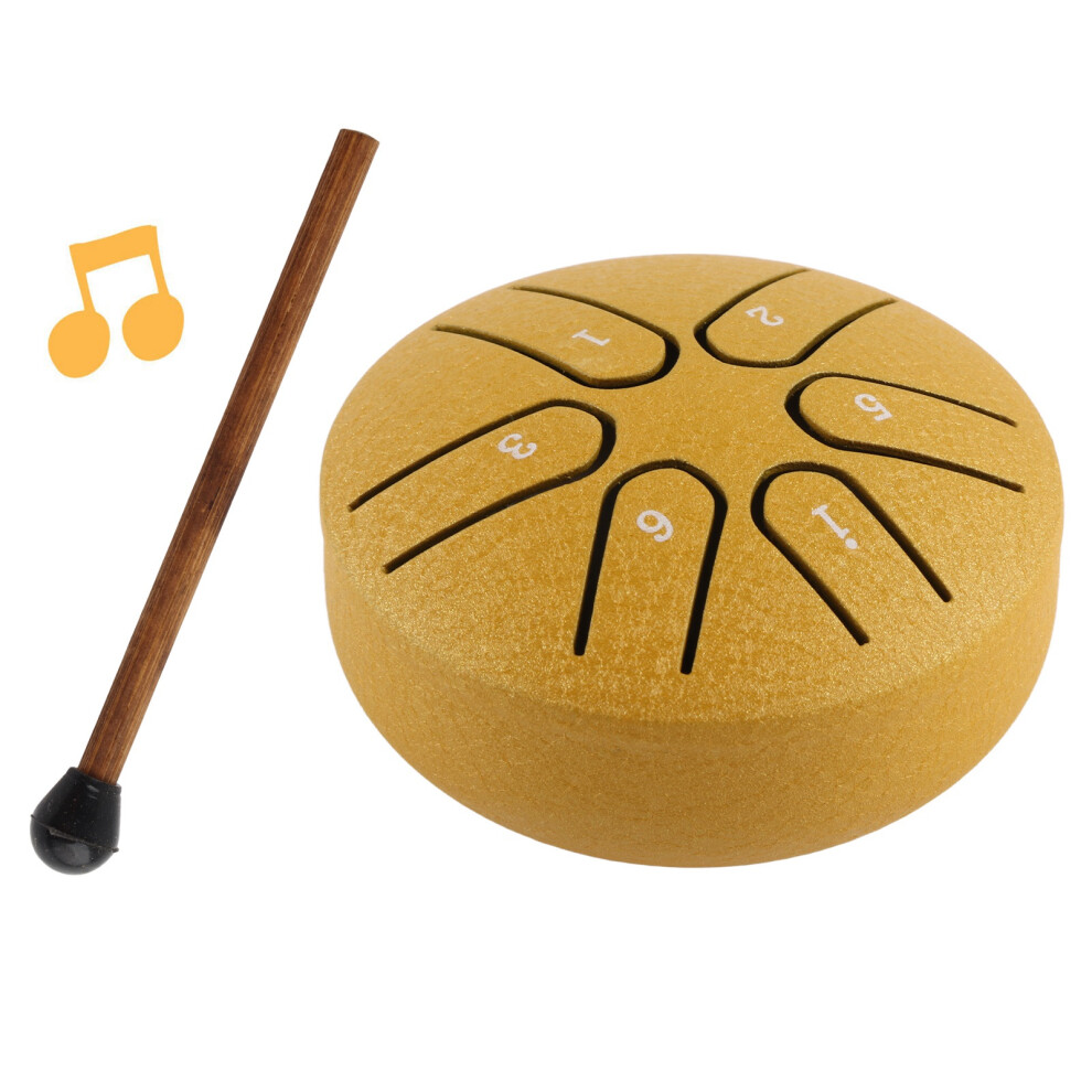 Handpan Drum Professional Mini 6 Note Worry Free Tongue Drum Percussion Instrument with Drumstick Gold