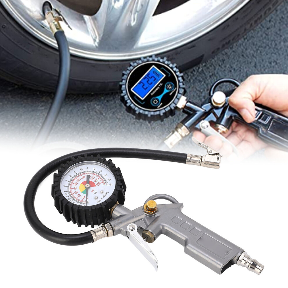 Tire Inflator With Pressure Gauge Head Nozzle 225Psi 0.3In Inlet Accessory For Vehicle 8701315446164