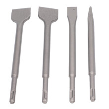 4PCS Electric Hammer Chisels Round Shank Point and Flat Chisel Set for Stone Concrete Brick Wall