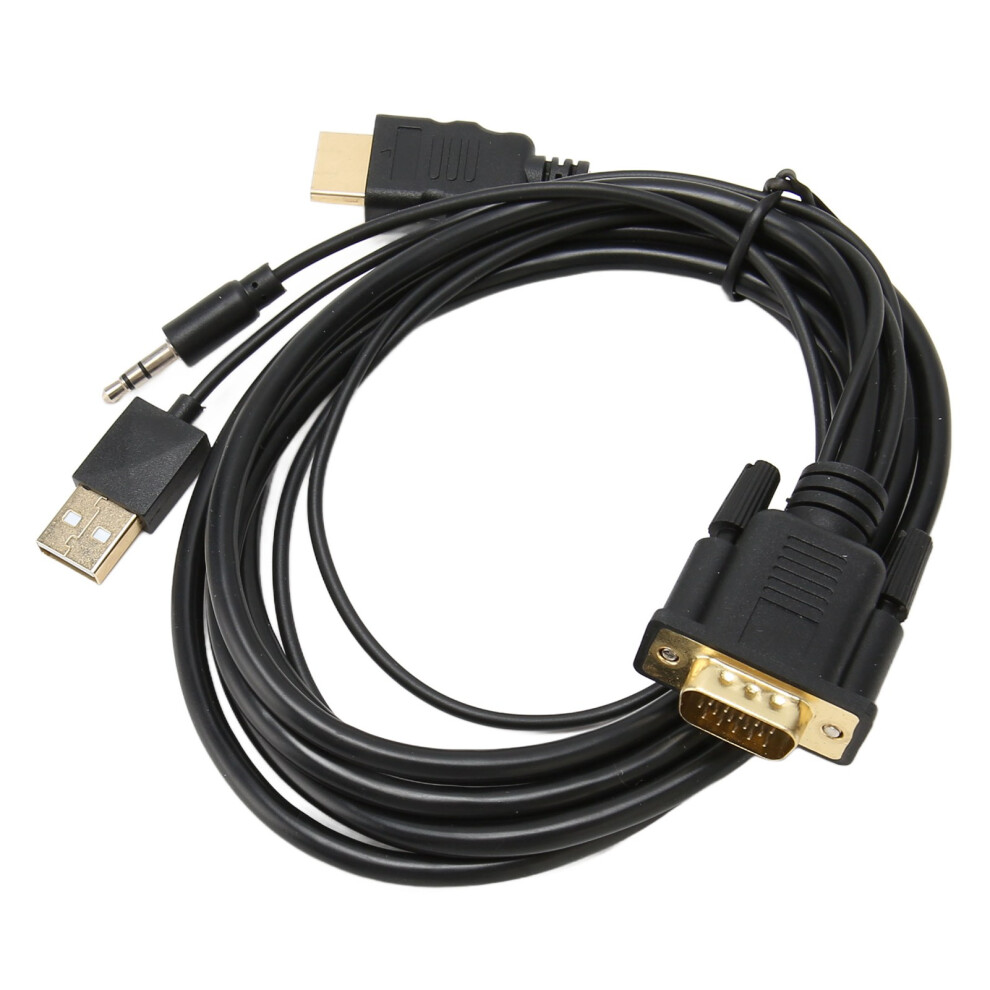 Vga To Hd Multimedia Interface Adapter 1080P Video Converter Cable With Sound And Power Supply For Laptop Pc Monitor 5.9Ft 9441315446700