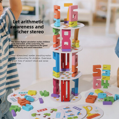 Wooden Early Learning Number Stacking Set For Kids Cognitive And Skills ...